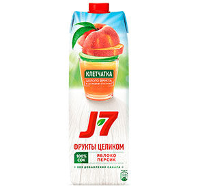 Сок J7 Яблоко Персик с мякотью т/п 0,97л