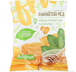 Леденцовая карамель AktiFruit альпийский мед 60гр