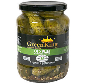 Огурцы Green King маринованные 6-9 см 720мл с/б
