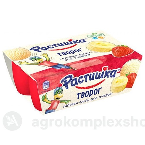 Десерт 6*45 г Danone Растишка Клубника Банан Пломбир творожный обогащенный 3,5% п/стакан