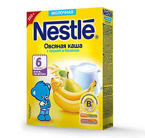 Каша Nestle молочная овсяная с грушей и бананом к/уп 220гр