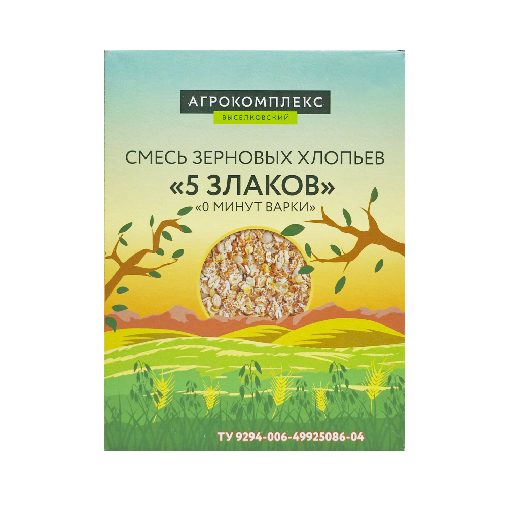 Смесь зерновых хлопьев 5 злаков Агрокомплекс 400гр 68₽