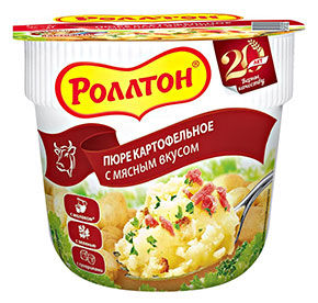 Пюре картофельное фасованное (сухое) с мясным вкусом "Роллтон" (40г)