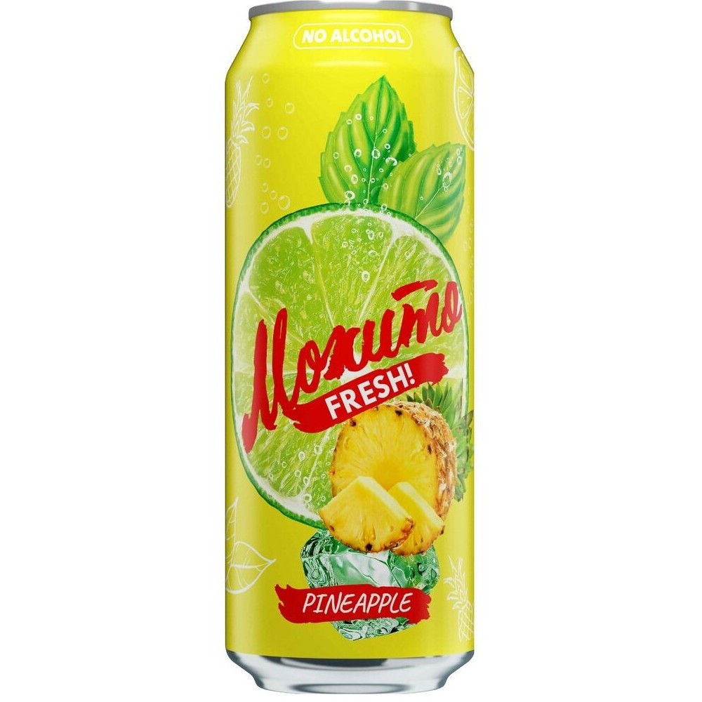 НАПИТОК БЕЗАЛКОГОЛЬНЫЙ СИЛЬНОГАЗИРОВАННЫЙ МОХИТО ОСВЕЖАЮЩИЙ СО ВКУСОМ АНАНАСА жб 045мл 90₽