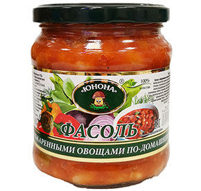 Фасоль Юнона обжаренная с овощами по-домашнему с/б 480г
