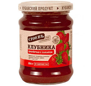 Ягода протертая с сахаром Стоевъ Клубника сб евро 280г 98₽