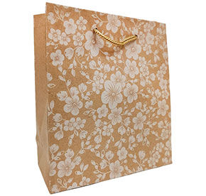 Пакет подарочный, крафт-бумага. 16x18x7 см. Белая сакура ПКП-0886