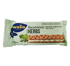 Сэндвич Wasa из ржаных хлебцев с начинкой из сыра и пряных трав 30гр