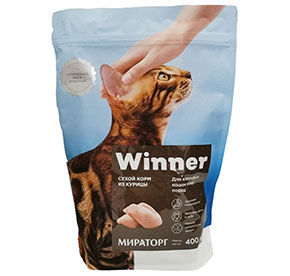 Корм сухой WINNER для взрослых кошек всех пород из курицы м/у 0,4кг