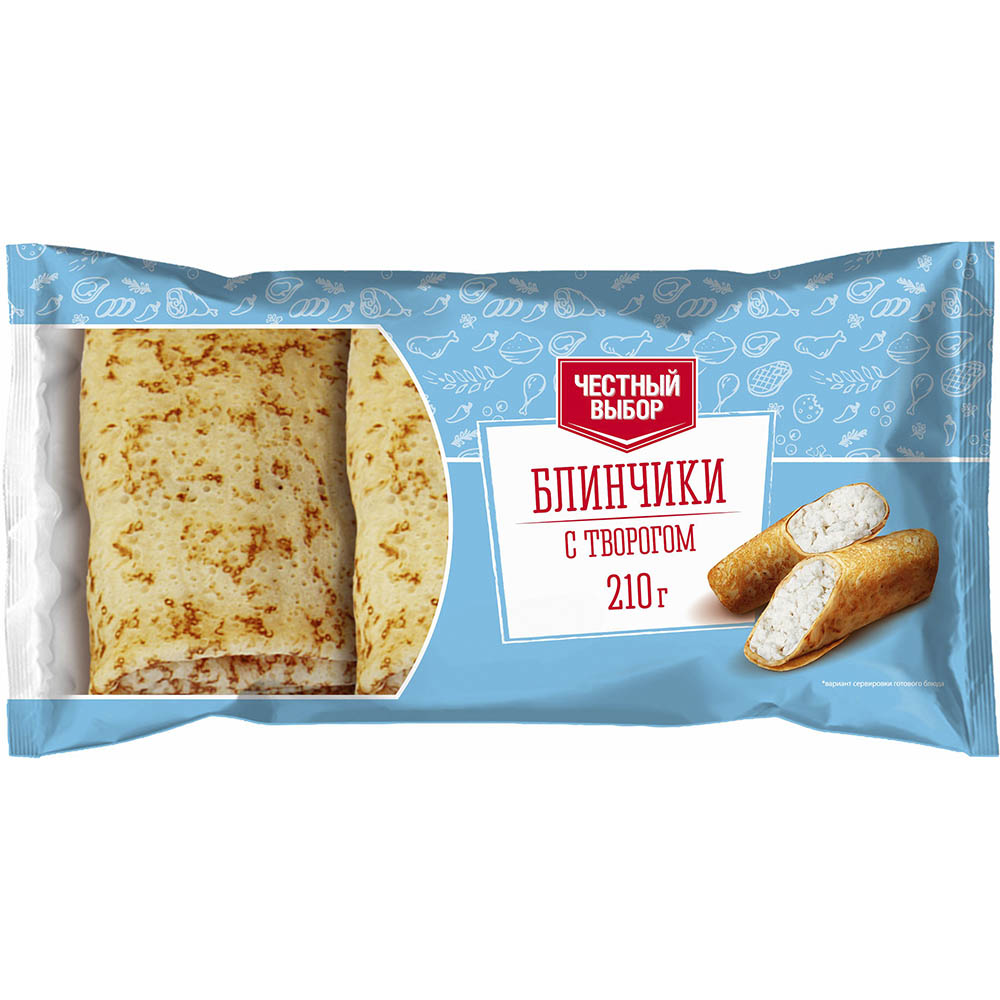 Блинчики с творогом замороженные Честный выбор 210гр 75₽