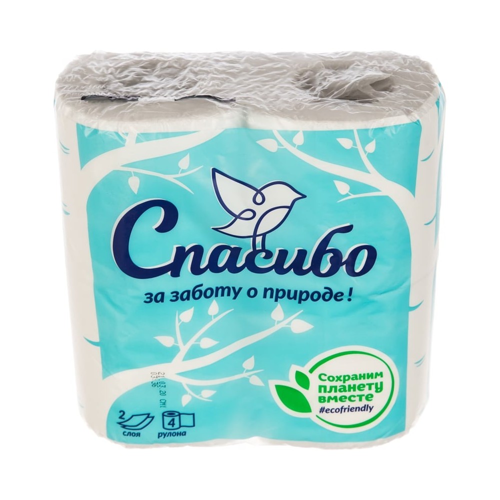 Бумага туалетная 4 шт Plushe Спасибо 2слоя муп 95₽