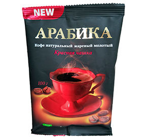 КРАСНАЯ ЧАШКА кофе молот. Арабика м/у 100гр*40шт Пульс-А