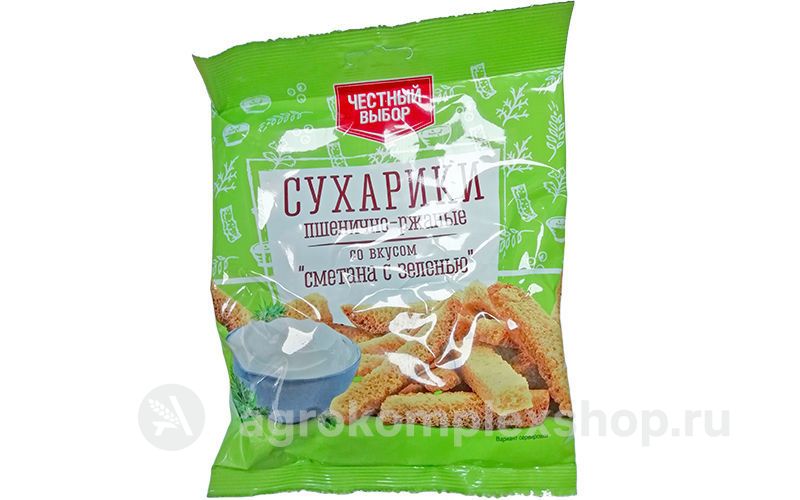 Сухарики Честный Выбор пшенично-ржаные со вкусом сметаны с зеленью 120 г