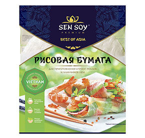 Рисовая бумага Sen Soy для приготовления Spring rolls и блинчиков Nem крупная 100гр