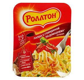 Лапша Роллтон По-домашнему с острой говядиной лоток 90г