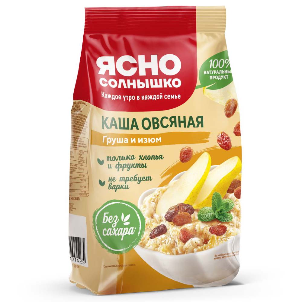 Каша овсяная с грушей и изюмом Ясно солнышко 300гр 128₽