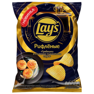 Чипсы картоф.Лейз Рифленые Гребешки в сливочном соусе м/у 105г 