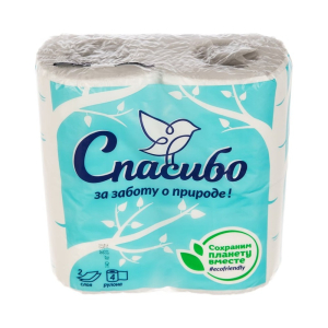 Бумага туалетная 4 шт Plushe Спасибо 2слоя  м/уп