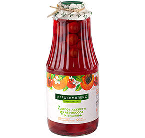 Компот ассорти из абрикосов и вишни консервы стерилизованные с/б 1л