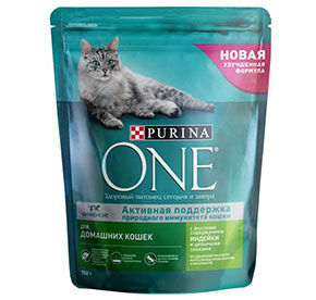 Корм сухой Purina ONE для домашних кошек с индейкой и цельными злаками 750гр