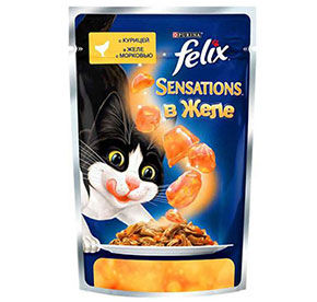 Felix Sensations с кусочками курицы и моркови в желе 85гр