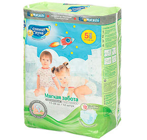 Подгузники для детей Солнце и Луна мягкая забота 5 11-25кг 12шт