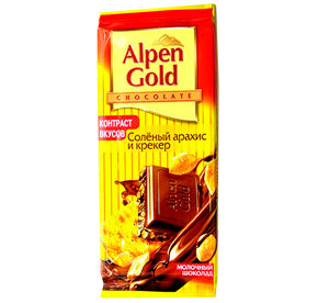 Шоколад молочный Alpen Gold с арахисом и крекером 90гр