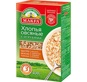 Хлопья Макфа Овсяные с отрубями 400гр