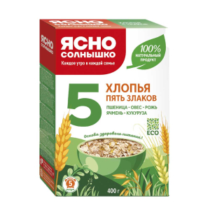 Хлопья Ясно Солнышко 5 злаков 375гр