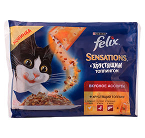 Корм Felix 85гр с хрустящим топпингом мясо 12гр