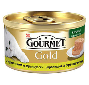 Консервы для кошек GOURMET Gold кусочки в паштете с кроликом по-французски, 85г