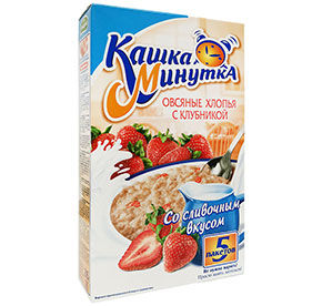 Хлопья овсяные Кашка-Минутка клубника со сливками к/кор 215гр