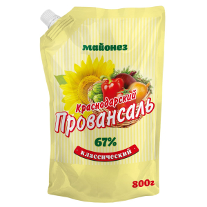 Майонез "Провансаль Классический" с м.д.ж.67%  дой-пак 0,800кг
