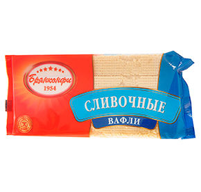 Вафли Брянконфи Сливочные с жировой начинкой м/уп 190гр
