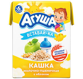 Молочная каша АГУША Пшенично-яблочная БЗМЖ т/п 200мл