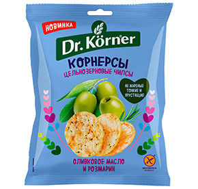 Чипсы Dr.Korner цельнозерновые кукурузно-рисовые с оливковым маслом и розмарином 50г