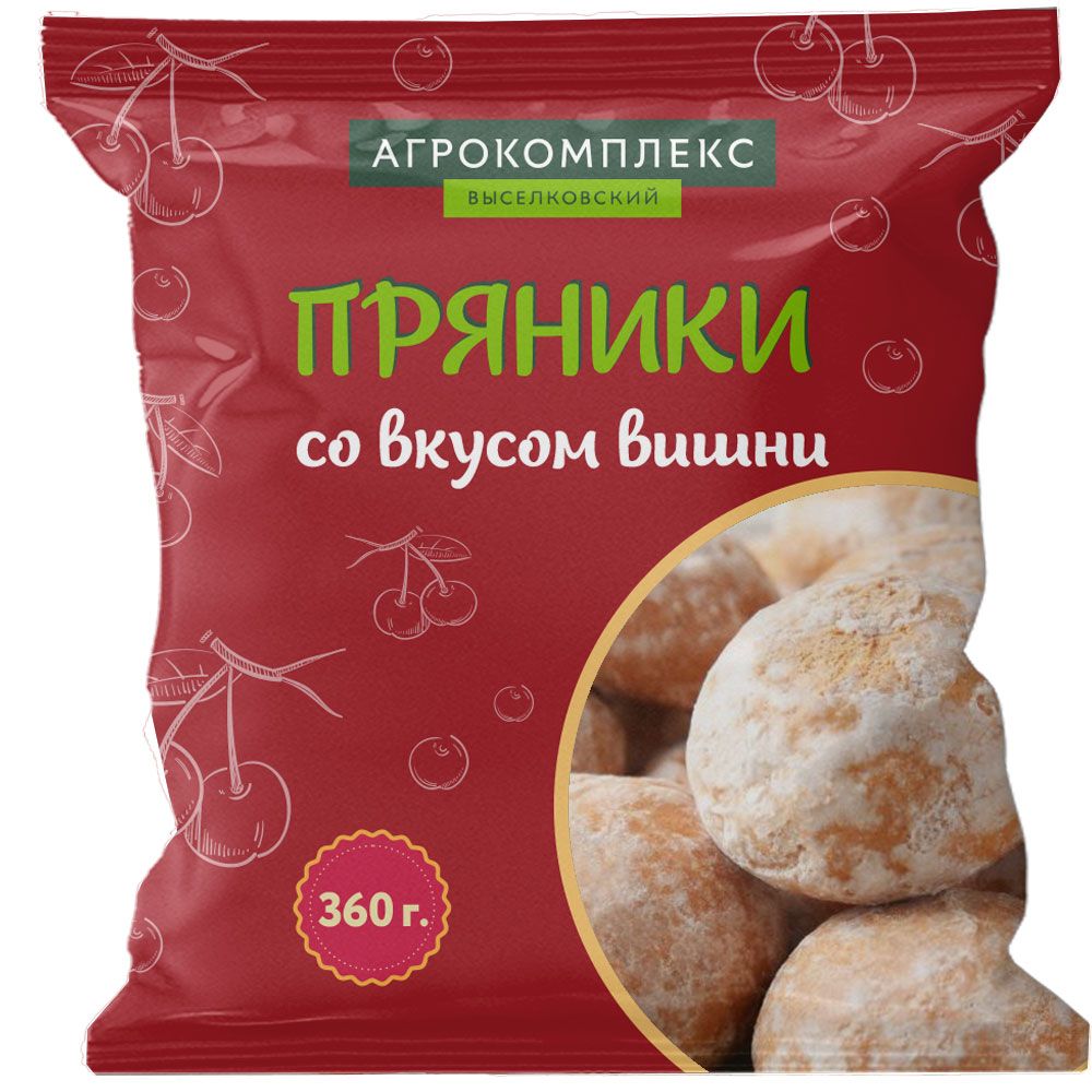 Пряники сырцовые Агрокомплекс с начинкой «Фруктовые со вкусом вишни» 360г СТМ