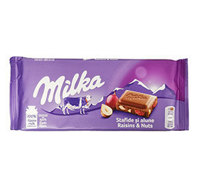 Шоколад Milka изюм и орех 100гр