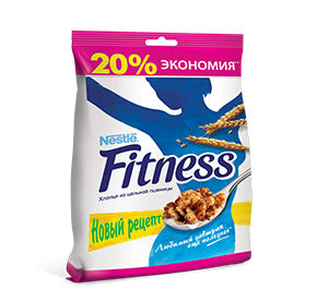Nestle Fitness готовый завтрак хлопья из цельной пшеницы пакет 250гр