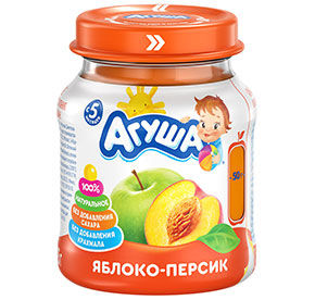 Фруктовое пюре Агуша Яблоко Персик 120мл с/б