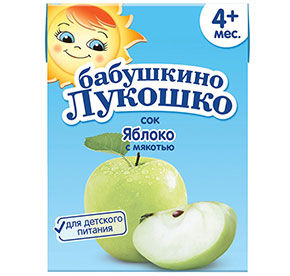 Сок яблочный с мяк.Бабушкино лукошко с 4 мес т/пак 0,2л