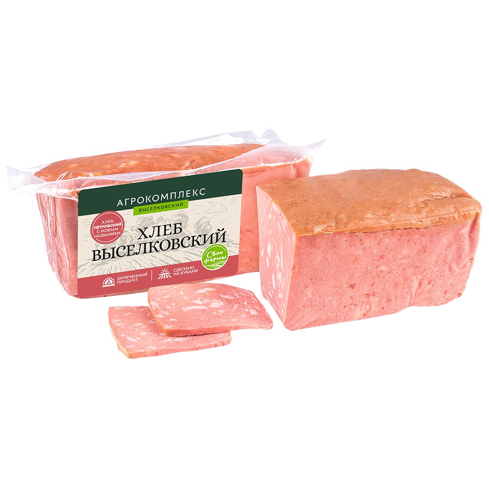 Колбасное изделие вареное из мяса ЦБ Хлеб Выселковский 1кг Агрокомплекс 370₽