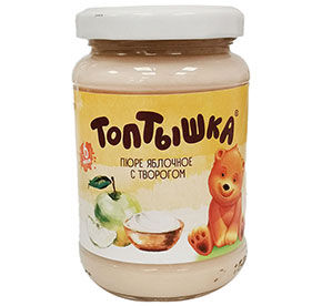 Пюре Топтышка яблочное с творогом 190гр