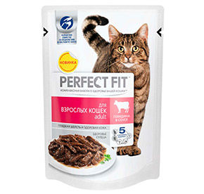 Корм PERFECT FIT для взрослых кошек с говядиной м/у 85г