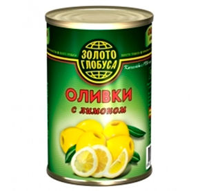 Оливки Золотой глобус с лимоном ж/б 280гр