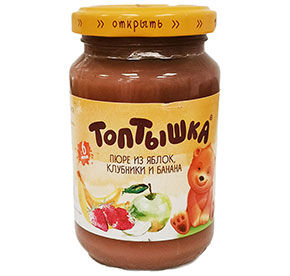 Пюре Топтышка из яблок, клубники и банана 190гр