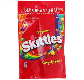 Skittles жевательные конфеты в глазури Фрукты 100гр.