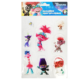 Наклейки гелевые Тролли