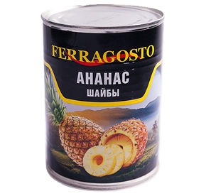 Ананасы Ferragosto шайба в легком сиропе 580 мл