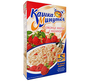 Хлопья овсяные Кашка-Минутка с малиной к/кор 185гр